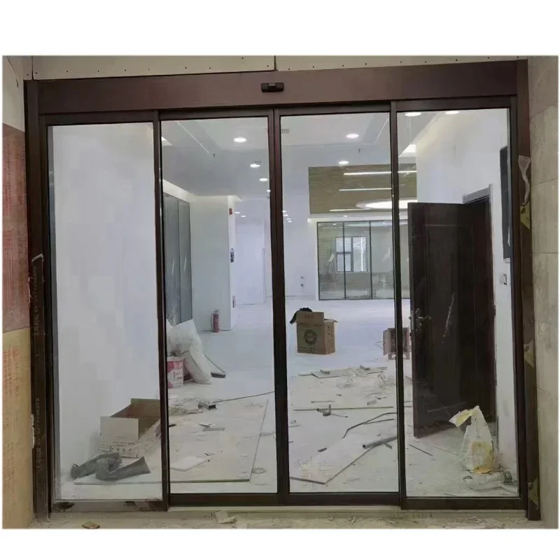 oredy slide door glass aluminum automatic open door system with microwave motion sensor