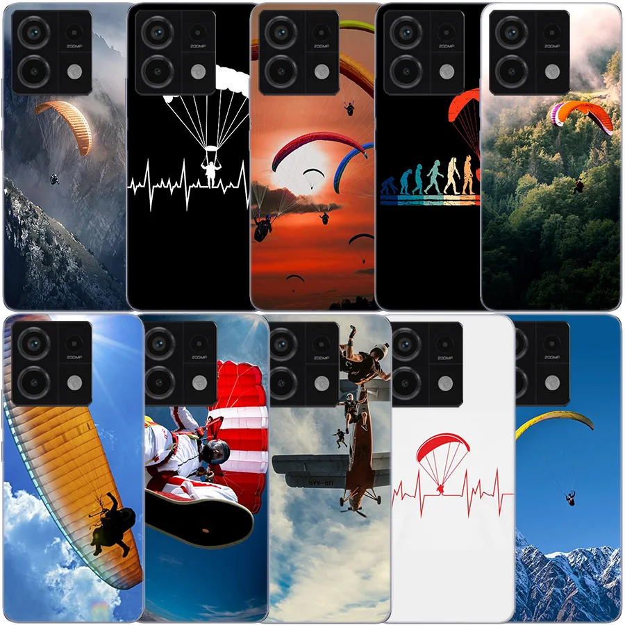 Extreme Adventure Parachuting Clear Phone Case For Xiaomi Redmi Note 11 11S 11T 11E 10 10S 9 9S 9T 8 8T Pro 7 K70 K60 K20 TPU Pa