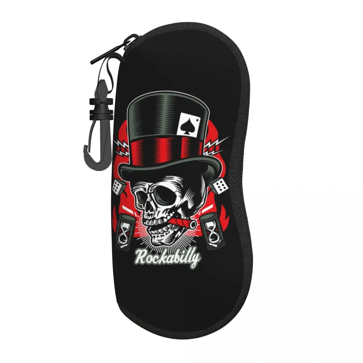 Custom Rockabilly Rock Skull Retro Rock And Roll Bikers Shell Eyeglasses Protector Cases Cute Sunglass Case Glasses Pouch