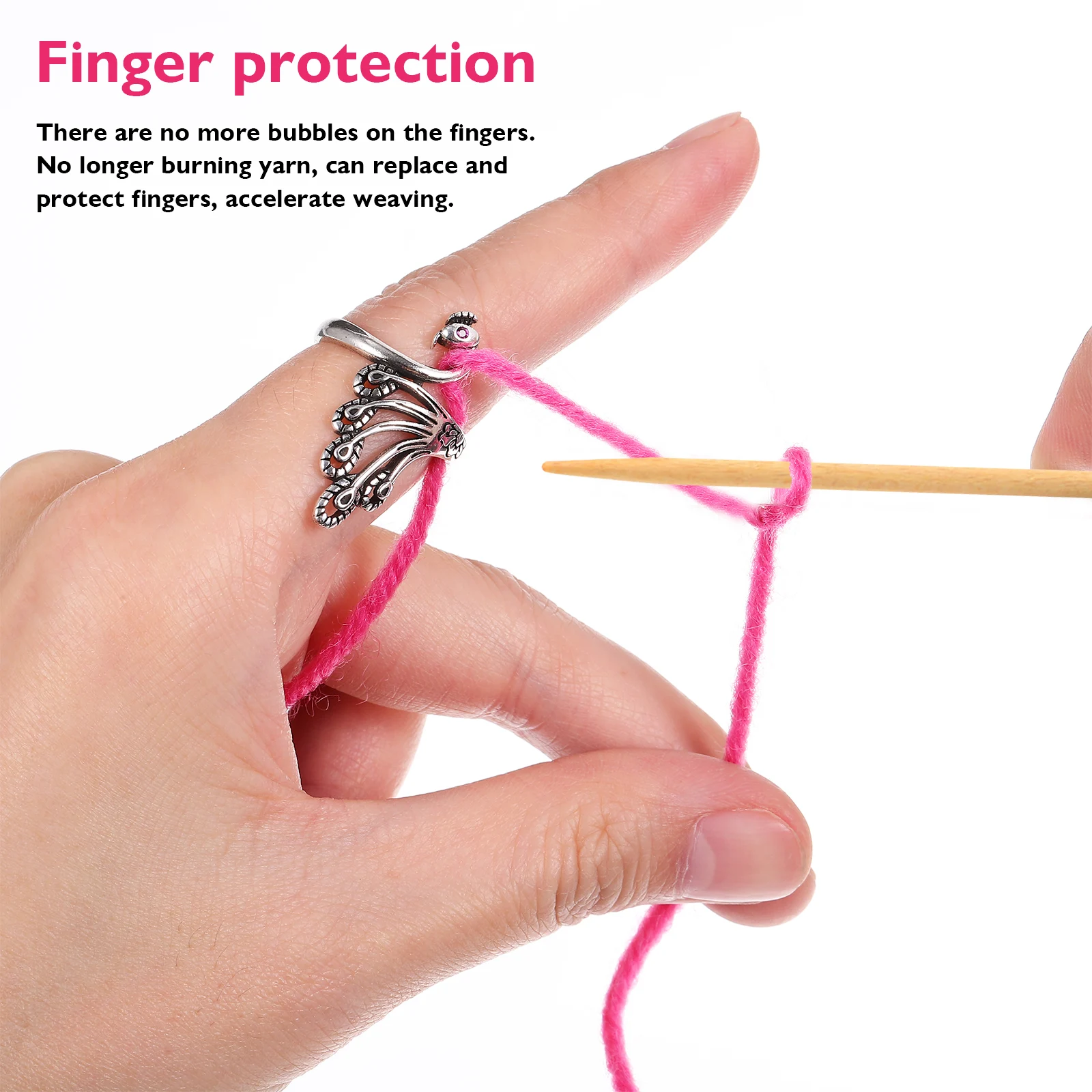 

2 pcs Crochet Rings Knitting Loop Finger Rings Adjustable Yarn Guide For Knitting Crochet Tool Tension Control Party Wear