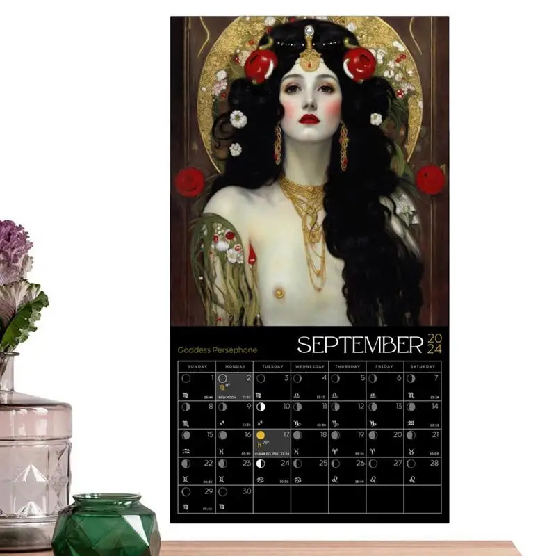 Lunar Calendar 2024 Goddess Moon Phase Wall Art Lunar Calendar Safe And Decorative 2024 Lunar Phases Calendar For Bedrooms