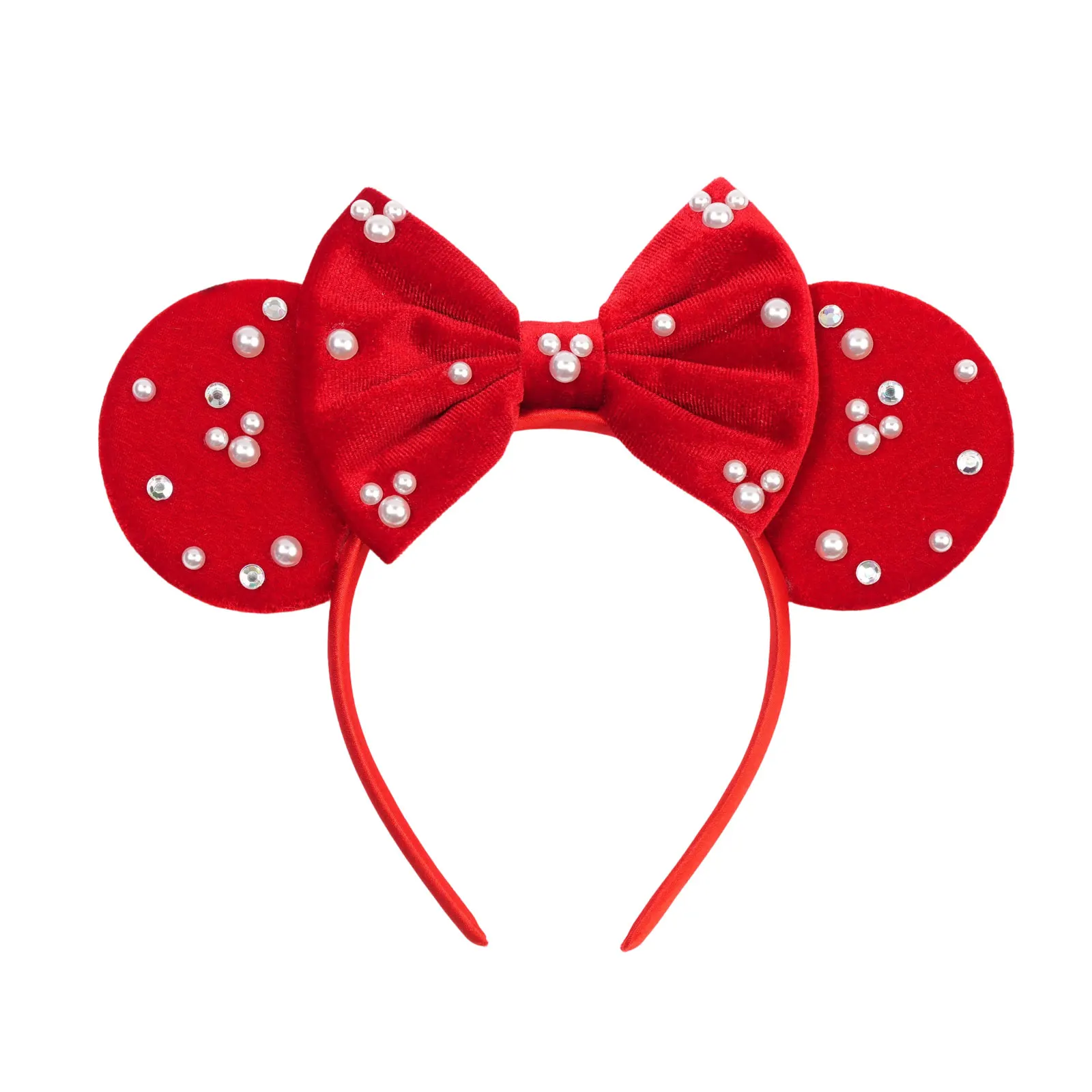 Neues Vollperlen-Mausohren-Stirnband 5" Schleife Perlen-Haarband Haaraccessoires Glitzer Party Prinzessin Dekoration Cosplay Kostüm Damen – Detail 10