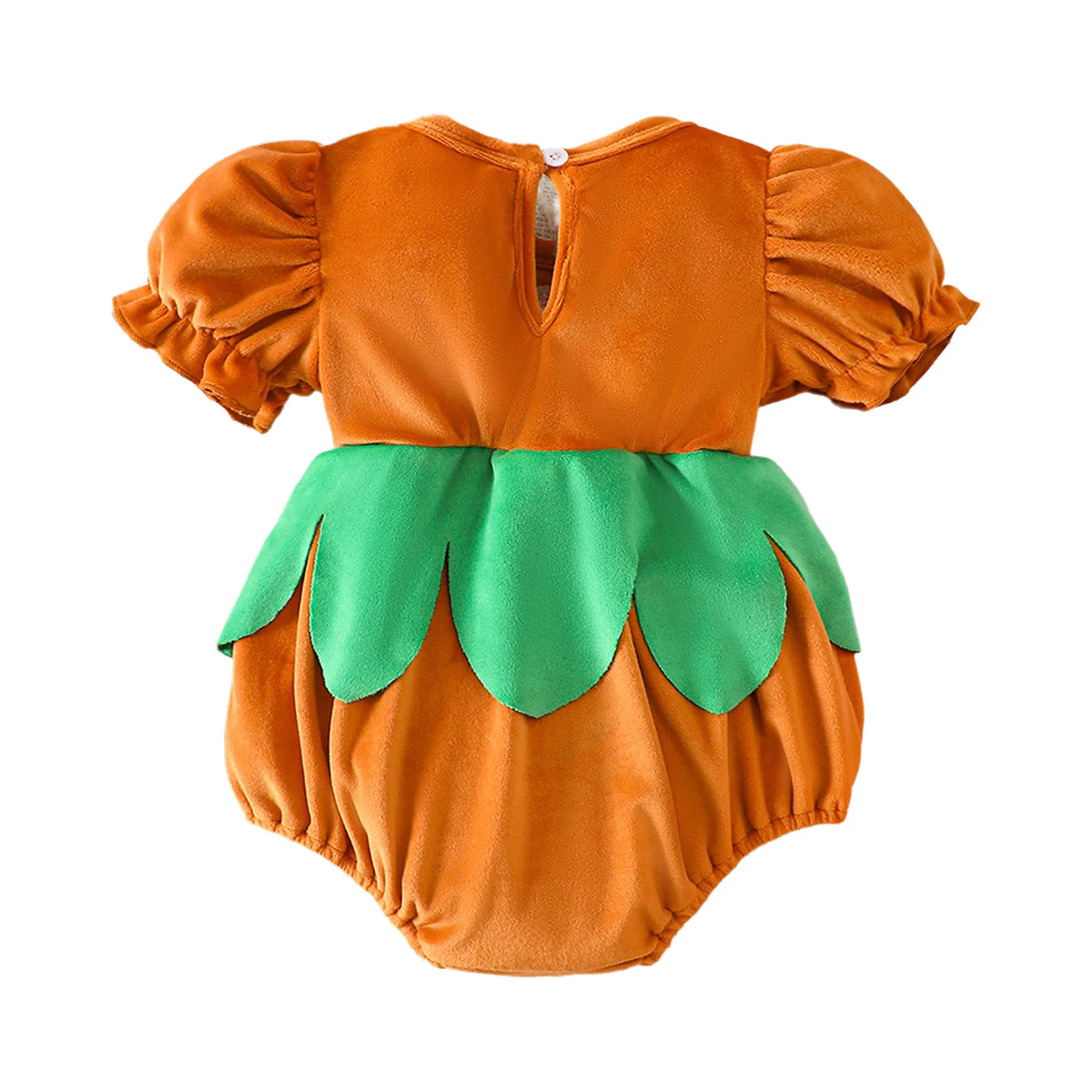 Baby Girls Christmas Ruffled Velvet Romper Short Puff Sleeves Press Button Crotch Bowknot Bodysuit Party Family Photo Jumpsuit