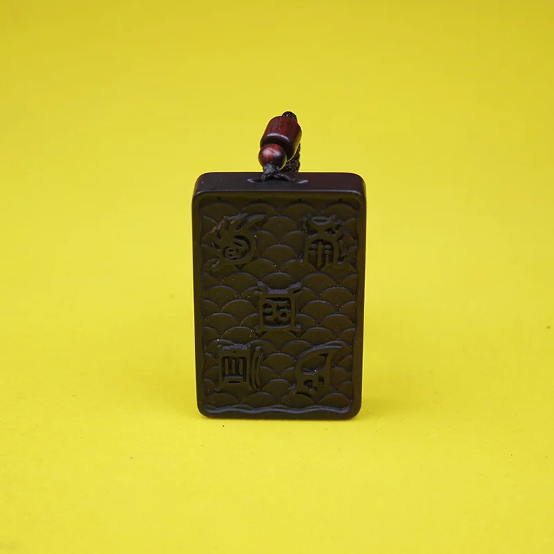 Chinese Style Handcarved Thunder Struck Jujube Wood Five Sacred Mountains Pendant Lucky Blessing Wealth Attracting Good Luck Woo