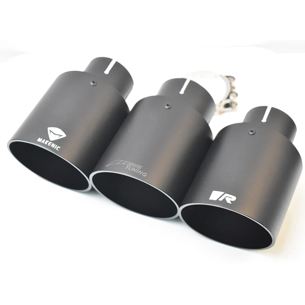 New Design 1 Piece Car Slashed Muffler Pipe  Matt Black Aluminum Cover Exhaust Tip