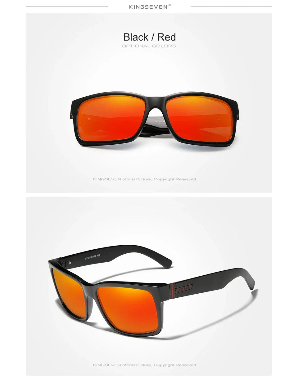 KINGSEVEN Beliebte Mode Neue Sommer Sonnenbrille UV400 Quadratischen Rahmen Polarisierte Männer/Frauen Anti-glare Fahren Outdoor Brillen – Detail 12