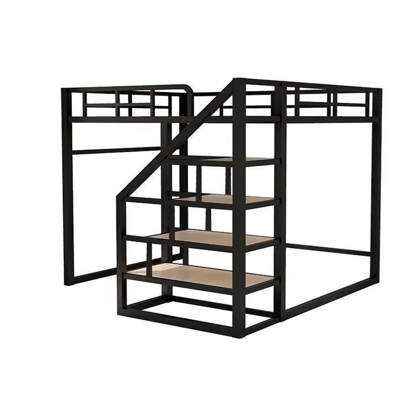 Wrought iron elevated bed, space-saving bed, loft-style simple apartment