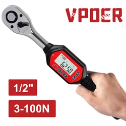 1/2-inch 3-100 Nm Drive Digital Torque Wrench , 2.2-73.7 ft-lbs (26.5-885 inch pound) with Buzzer & LED, Calibrated