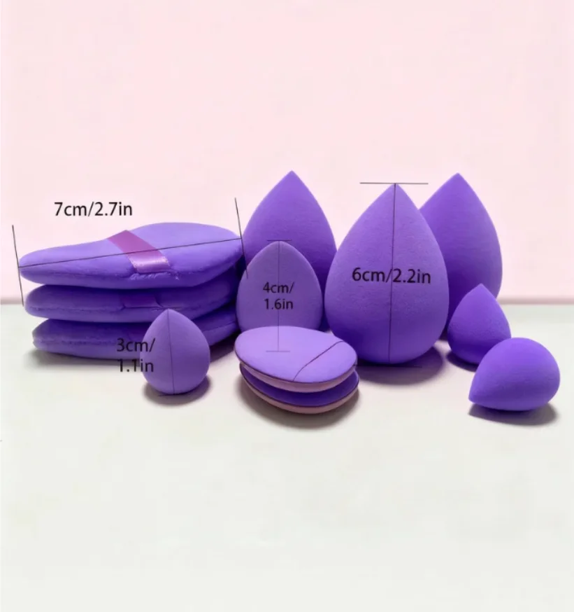 12pcs Multi-Use Makeup Sponge Set – Professional Detailing Puffs Perfect for Liquid, Cushion, and Loose Foundation, Comes wit