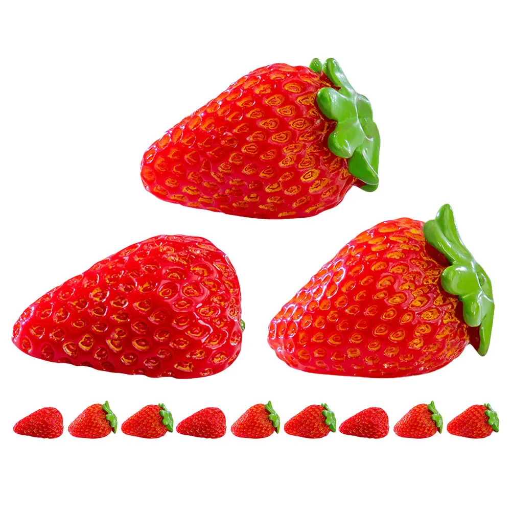 

12pcs Realistic Artificial Strawberry Decor Lifelike Faux Fruit Fake Fruit Small Cute Props For Photography Party