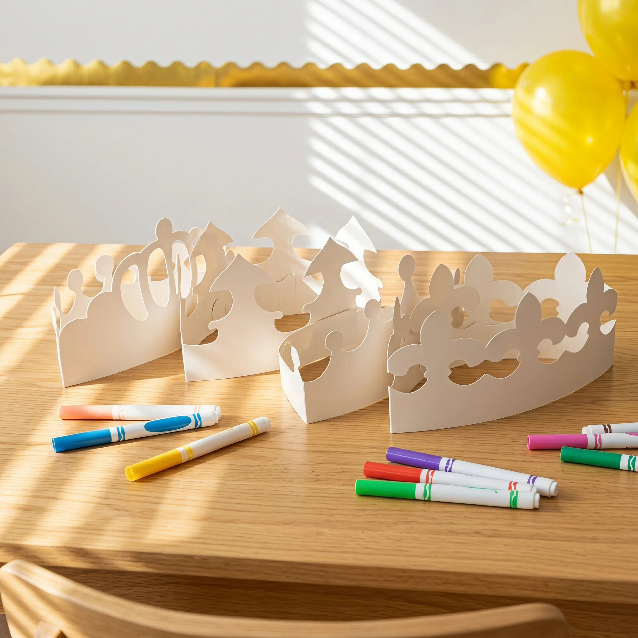 12Pcs DIY White Blank Paper Crowns Lightweight Birthday Paper Hat Craft Supplies for Classroom Activities and Party Celebrations