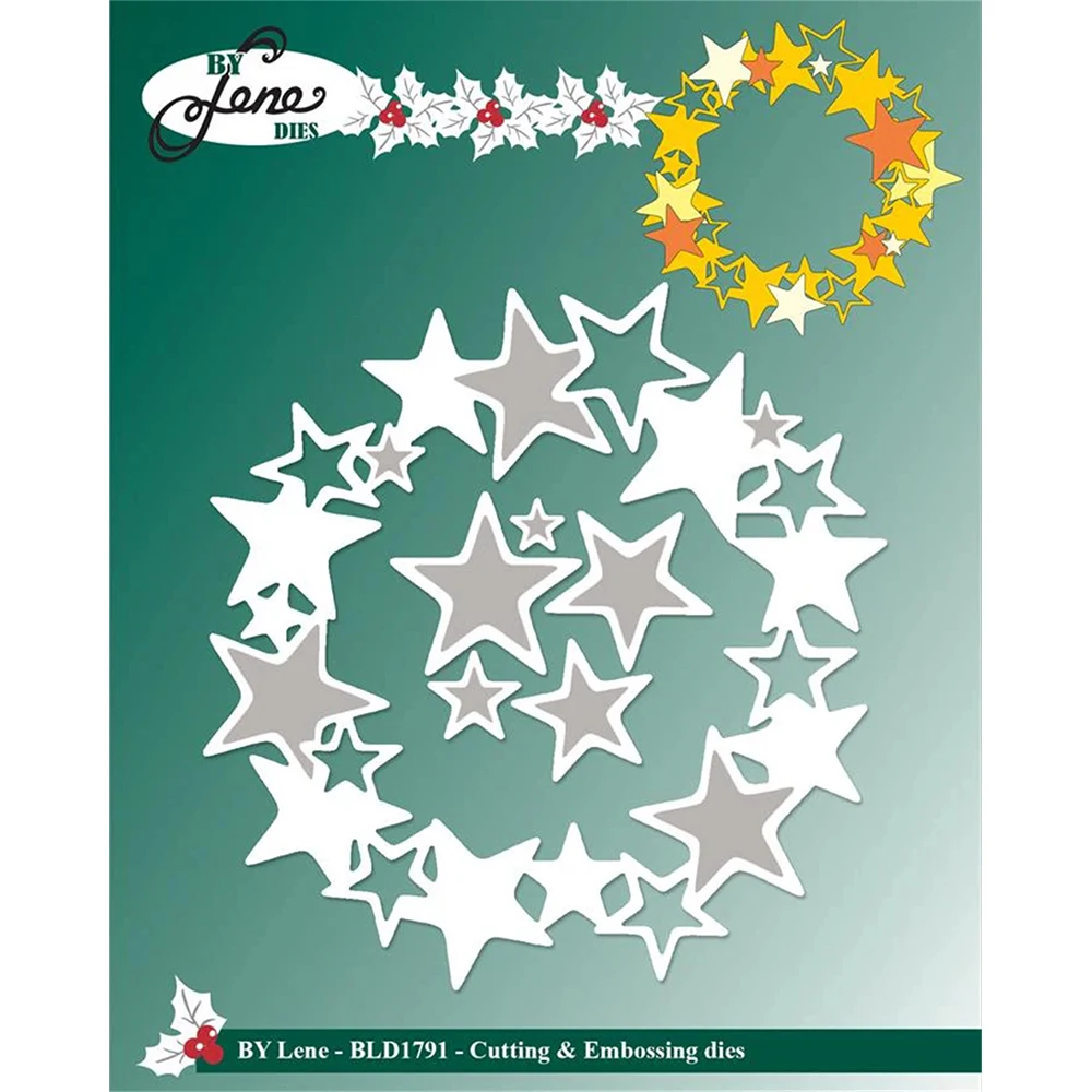 

2025 New By Lene Cutting Embossing Dies Christmas Star Wreath Metal Cutting Dies DIY Scrapbooking Greeting Card Diary Handmade
