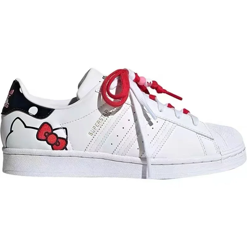 Sanrio Shell head genuine leather Hello kitty co-branded small white shoes girls low-cut sneakers new sports shoes flat shoes