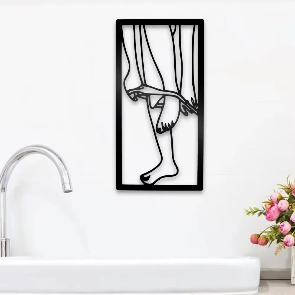 Silhouette Cutout Vintage Metal Wall Art Black Decorative Hanging Sign Wall Plaque Ornament for Bathroom  Living Room Wall Decor