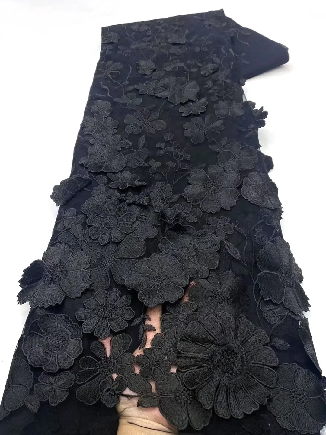 Luxe Afrikaanse 3d Bloem Kant Stof 2024 Hoge Kwaliteit Geborduurde Nigeriaanse Kant Stoffen 5 Yards Voor Vrouwen Feestjurk Mhy5435