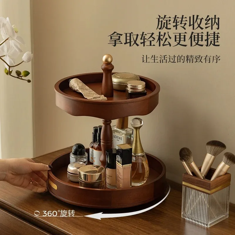 

Cosmetics Storage Box Desktop Premium Wood Rotary Storage Skin Care Products Perfume Dresser Shelf Jewelry