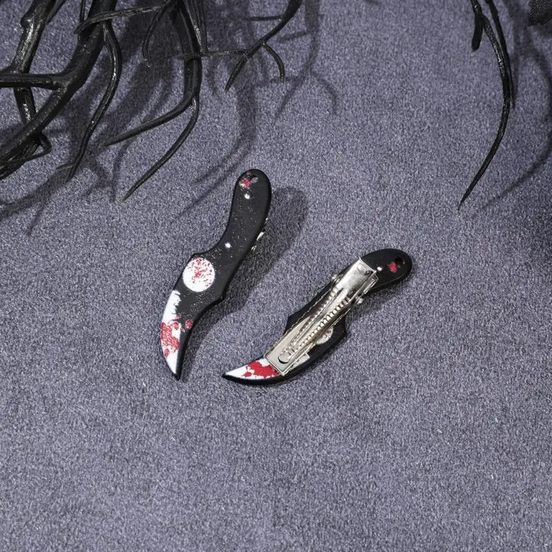 5pcs Halloween Hair Clip Spooky Axes Daggers Daggers Cleaver Design Acrylic Resin Accessories for Cortume Siles Y08E #5