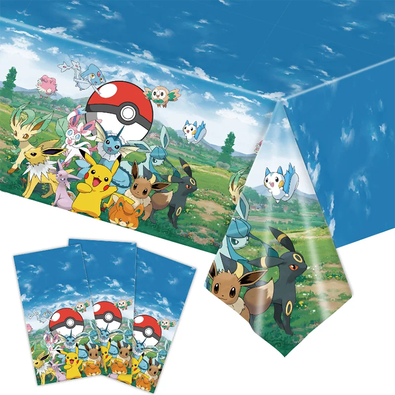 Pokemon Tablecloth Birthday Party Decoration Pikachu Plastic Tablecloth Table Cover Baby Shower Kids Toy Gift Party Supplies