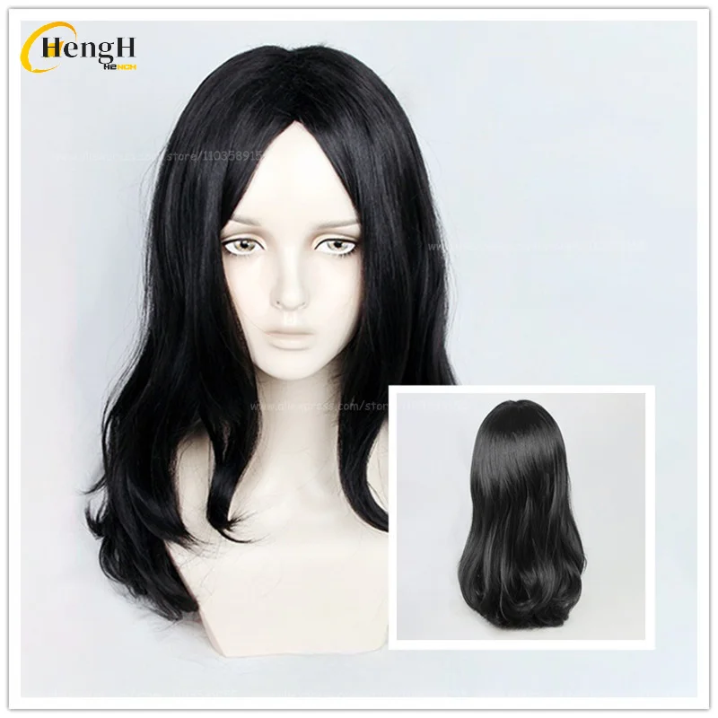 High Quality Pieck Finger Synthetic Wig Anime Unisex 55cm Black Curly Hair Heat Resistant Hair Halloween Party Wigs + A Wig Cap