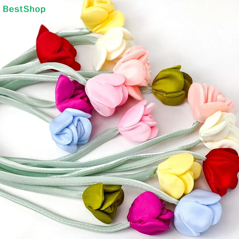 ☪Korean-style Rose Long Rope Curtain Hanging Decoration,Fresh And Simple 3D Bow Flower Backpack Clothing Accessories And Trims