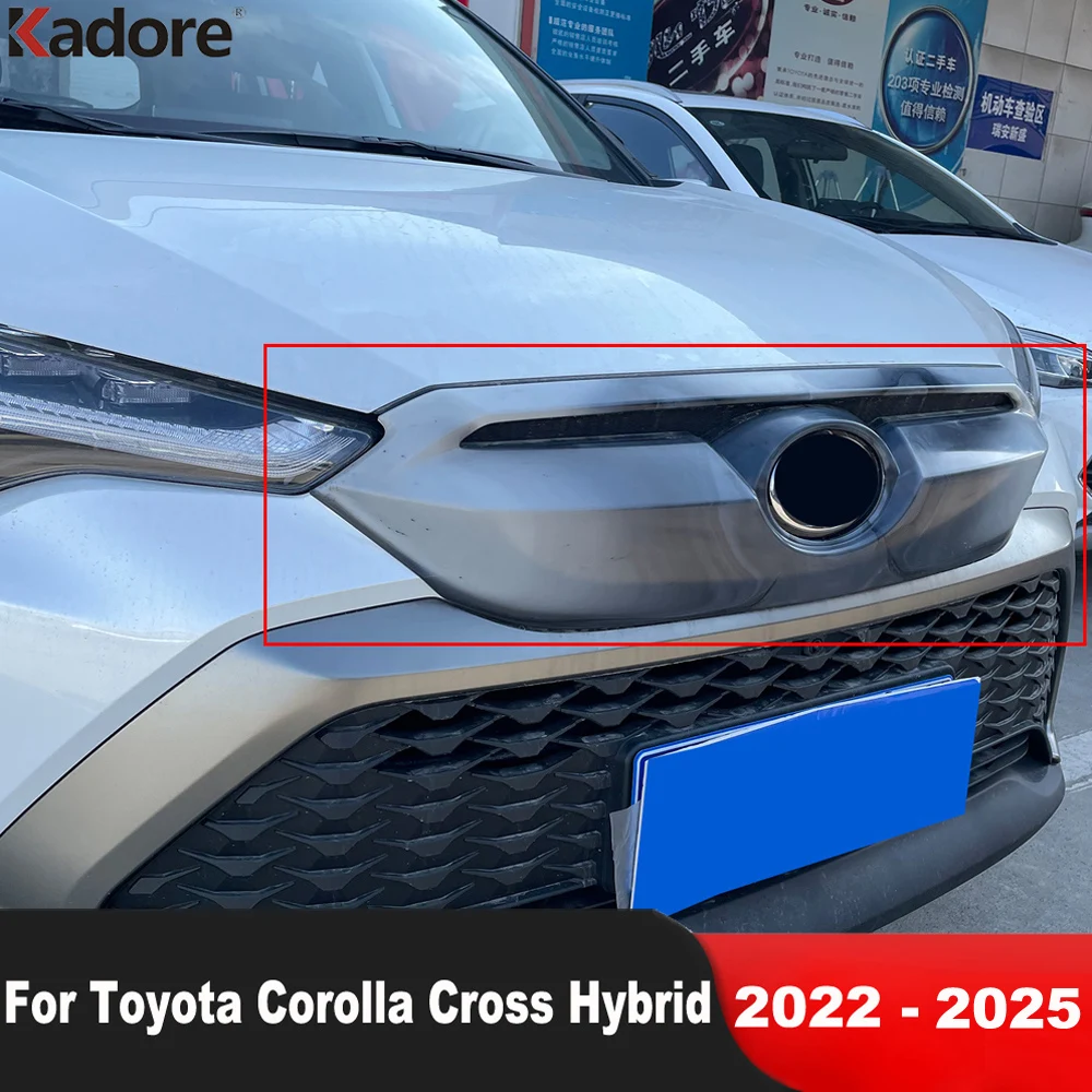 

For Toyota Corolla Cross Hybrid 2022-2024 2025 Carbon Fiber Car Front Upper Grille Grill Cover Trim Racing Around Accessories