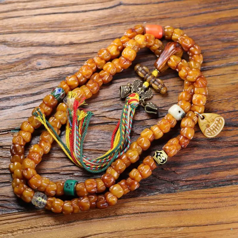 Tibetan-style bone aged finish 108 beads for Buddhist prayer DIY