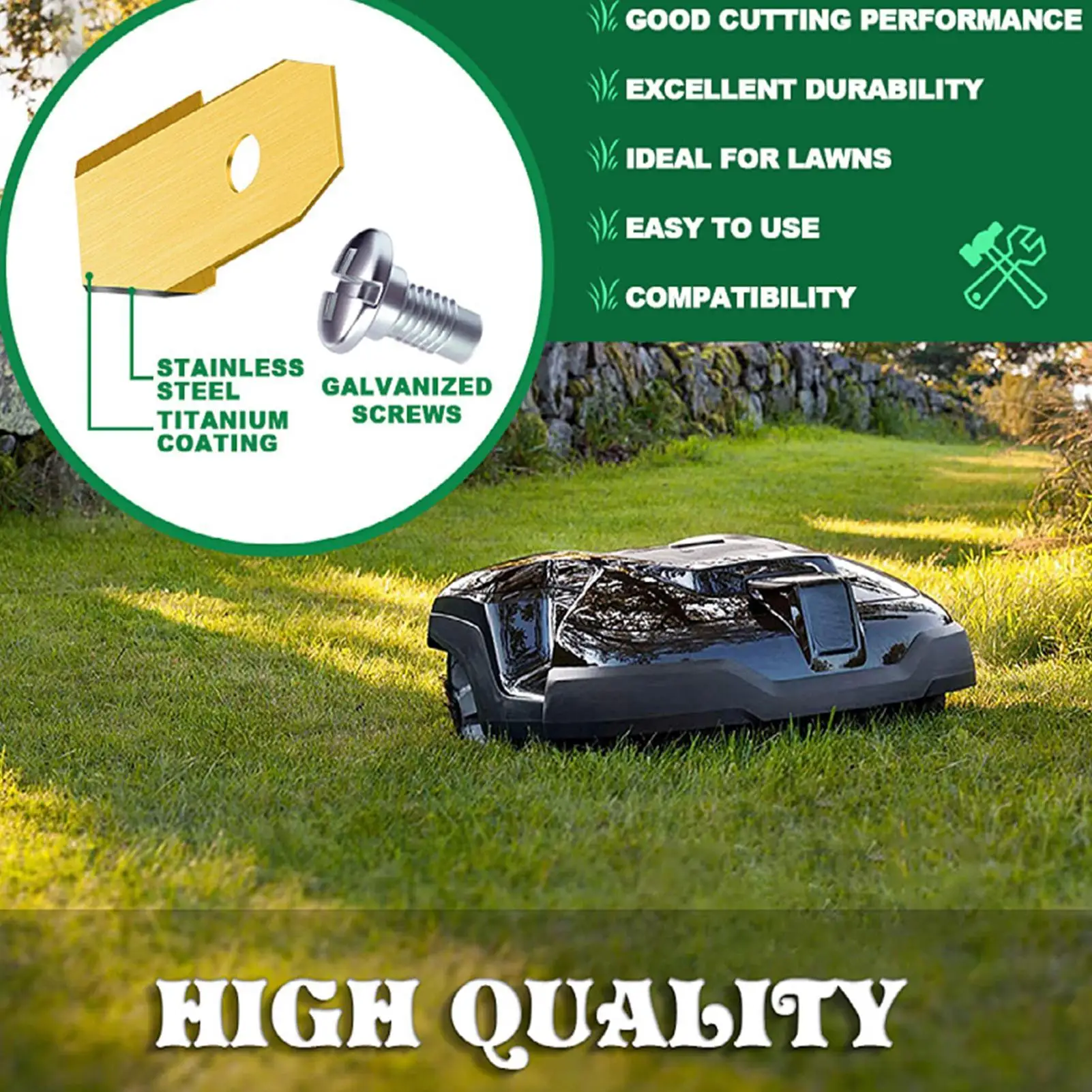 

Lawn Mower Parts Robotic Mower Cutter Replacement Heavy-Duty 1 Set Stainless Steel Versatile Trimmer For Grass Cutting Trimming