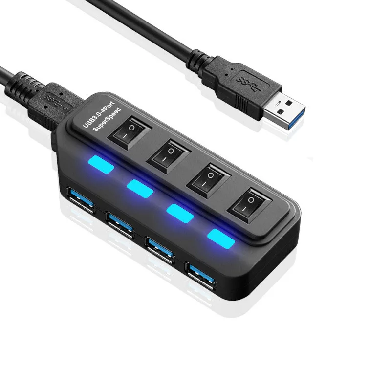 3.0 HUB Type-C HUB Multi USB Splitter 4/7 Port Expander Multiple USBC 3 Hab Use Power Adapter USB 3.0 Hub with Switch For PC