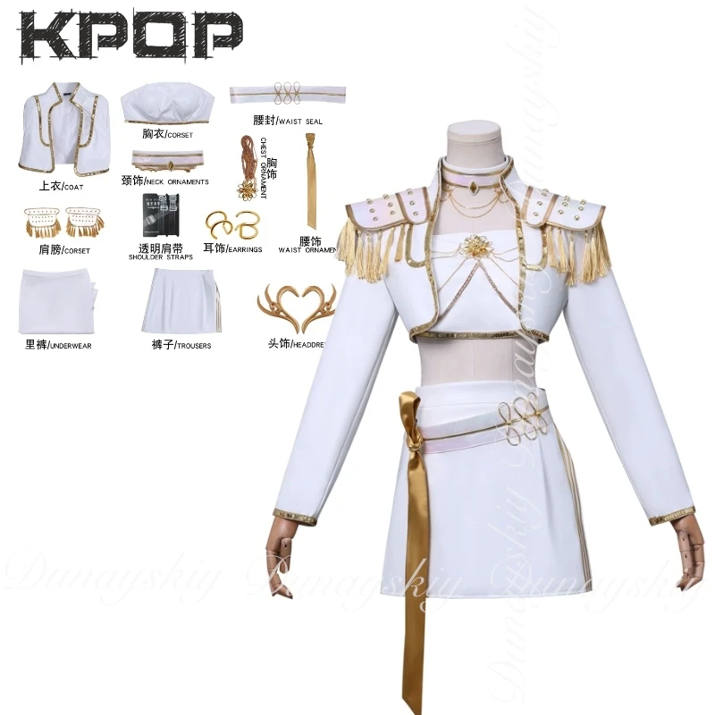 KPop Demon Hunters película Zoey Rumi Mira Cosplay tres personajes con las pelucas disfraces de canto blanco disfraz de Cosplay de conjunto