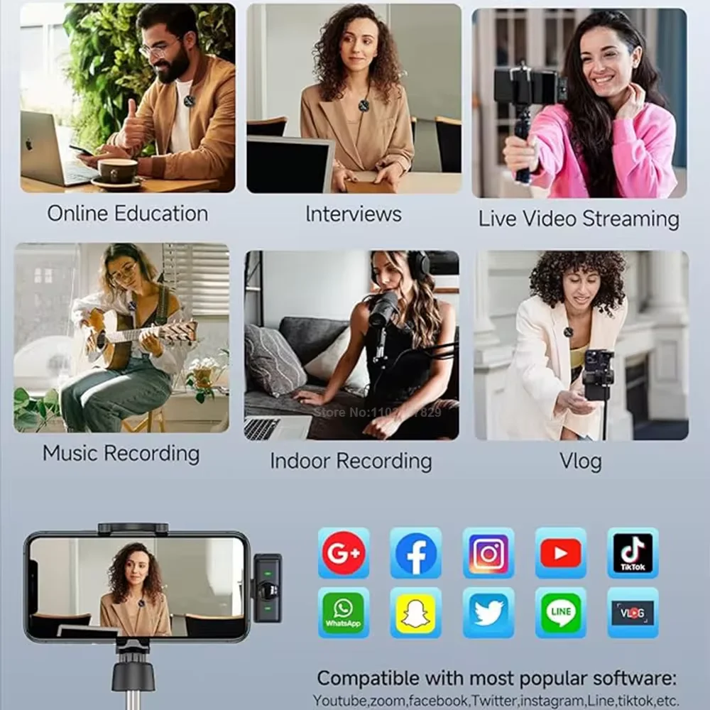 ميكروفون مغناطيسي ذو طية صدر السترة، ميكروفون لاسلكي من Lavalier، إلغاء الضوضاء، تسجيل الصوت والفيديو، ميكروفون لبث الهاتف الذكي