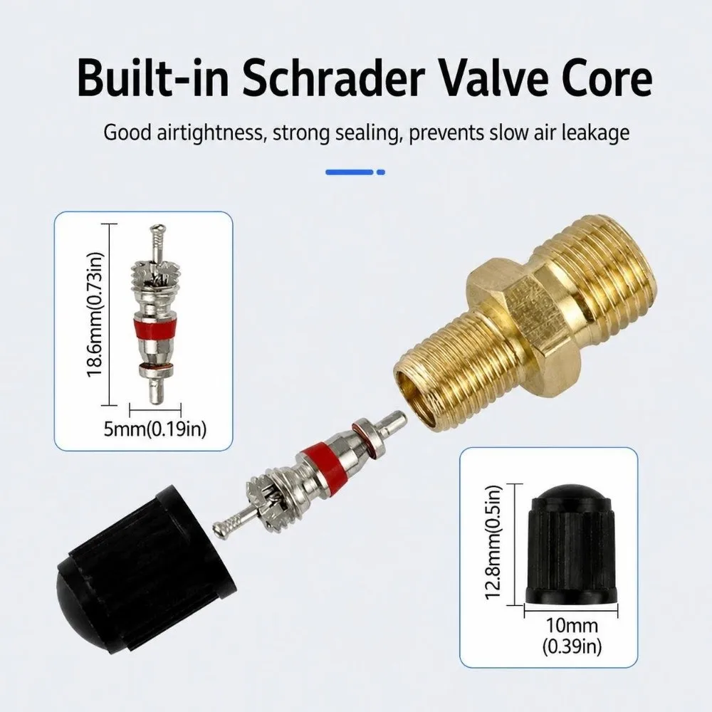 Leak‑Proof Brass Tire Valve Stems 1/8 NPT 1/4 NPT M8x1 With Cap Air Valves Air Tank Valve