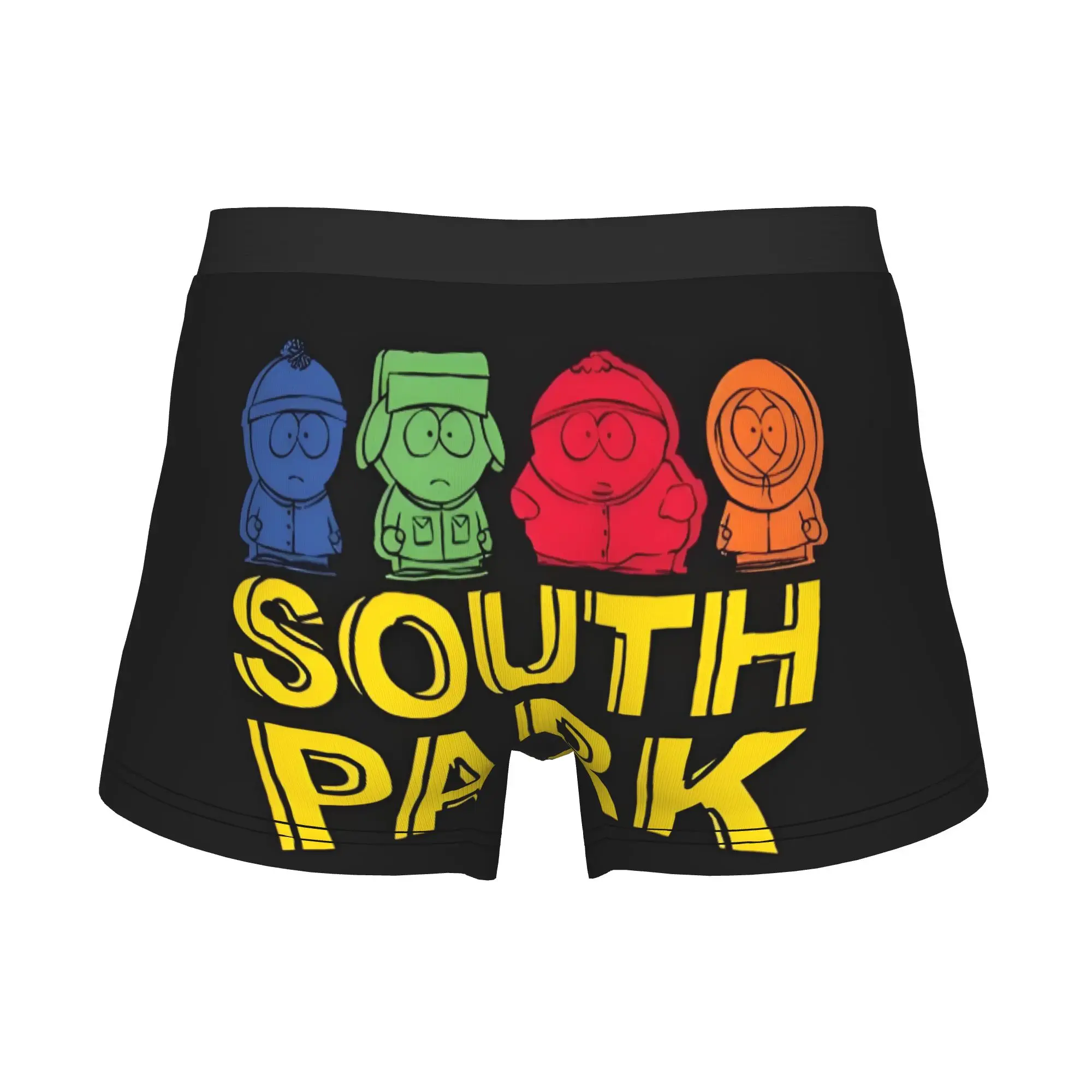 S-SouthParks Character Boxers Shorts Mens Animation Black Briefs Underwear Fashion Underpants