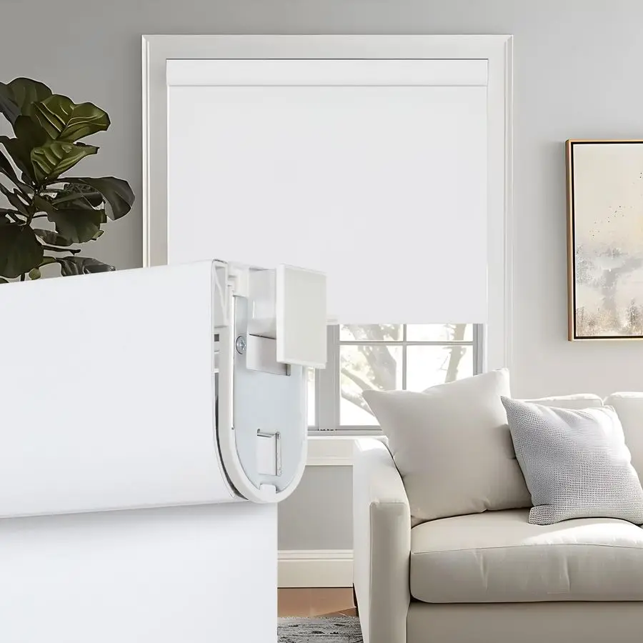 

No Drill No Tools 100 Blackout Window Blinds, FreeStop Cordless Roller Blinds for Windows, UV Protection Thermal Insulated Rolle