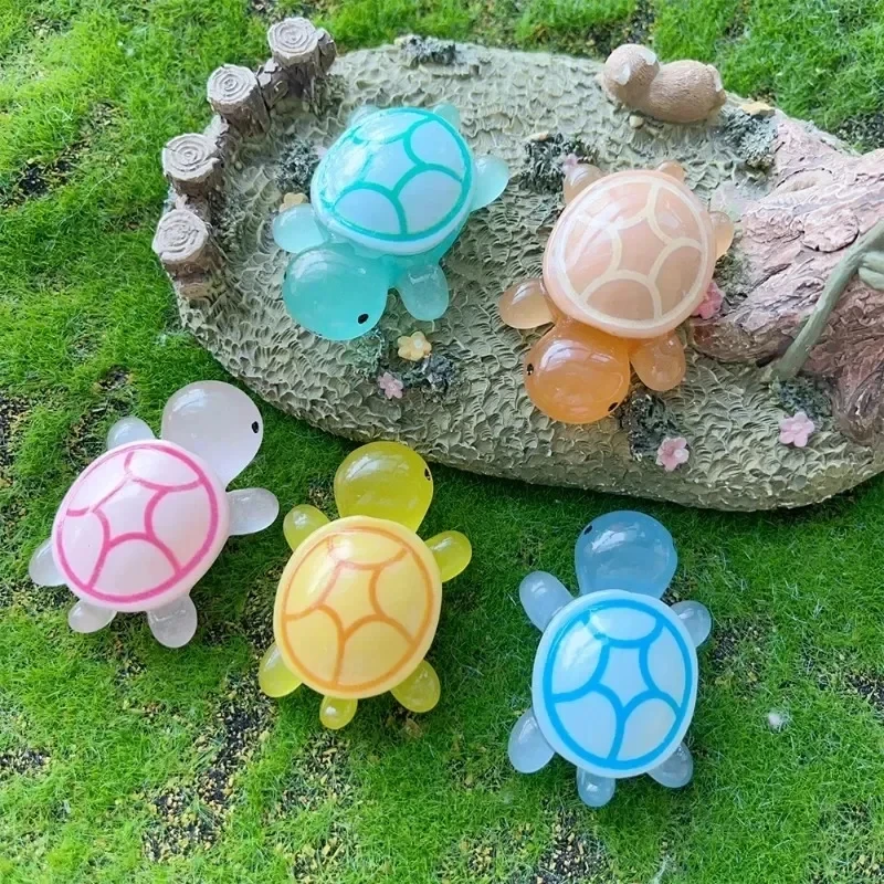 Glowing Mini Turtle Ornaments Resin Glowing Turtle Craft Miniatures Cute Turtles Micro Landscape Figurines Home Decoration Gift