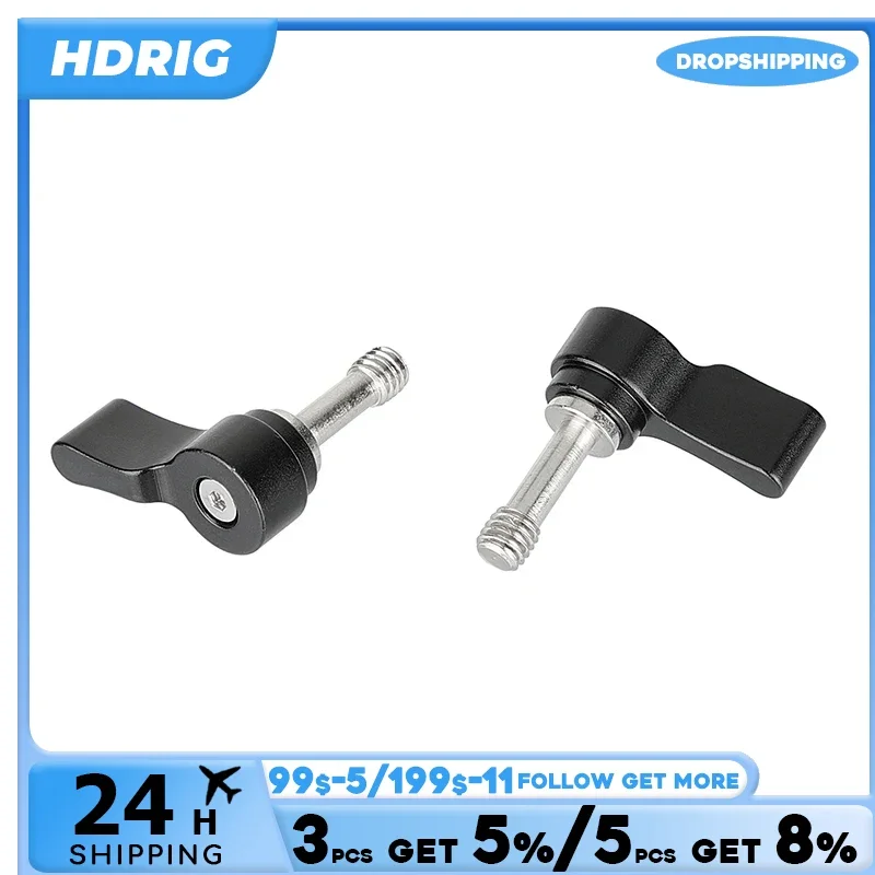 HDRIG M6 Threading Ratchet Wingnut Assembly Rotating Knob (Black 2 Pieces) 5.5mm M6 male thread For Locking 15mm rod Clamp