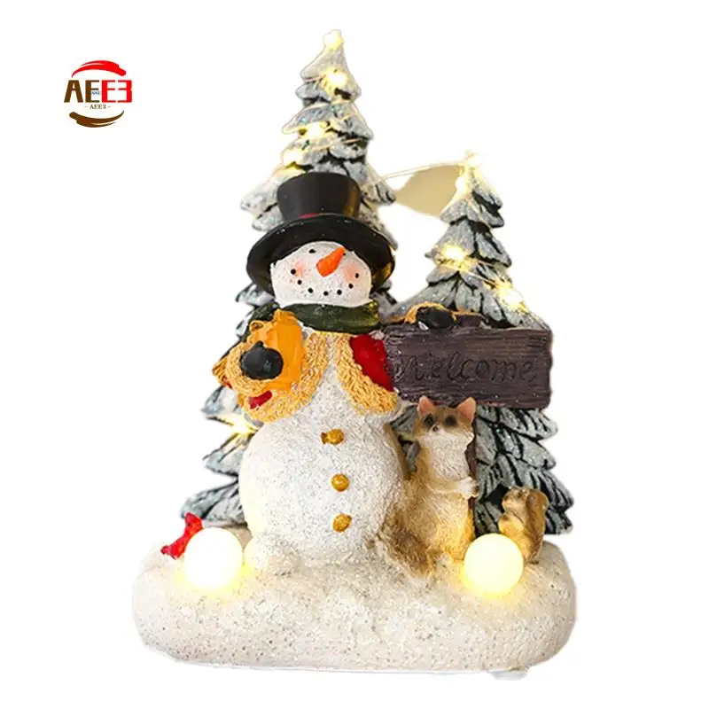 

AEE3-светящаяся рождественская музыка, вращающаяся елка Санта-Клауса, рождественские украшения, поделки из смолы, рождественское украшение для дома