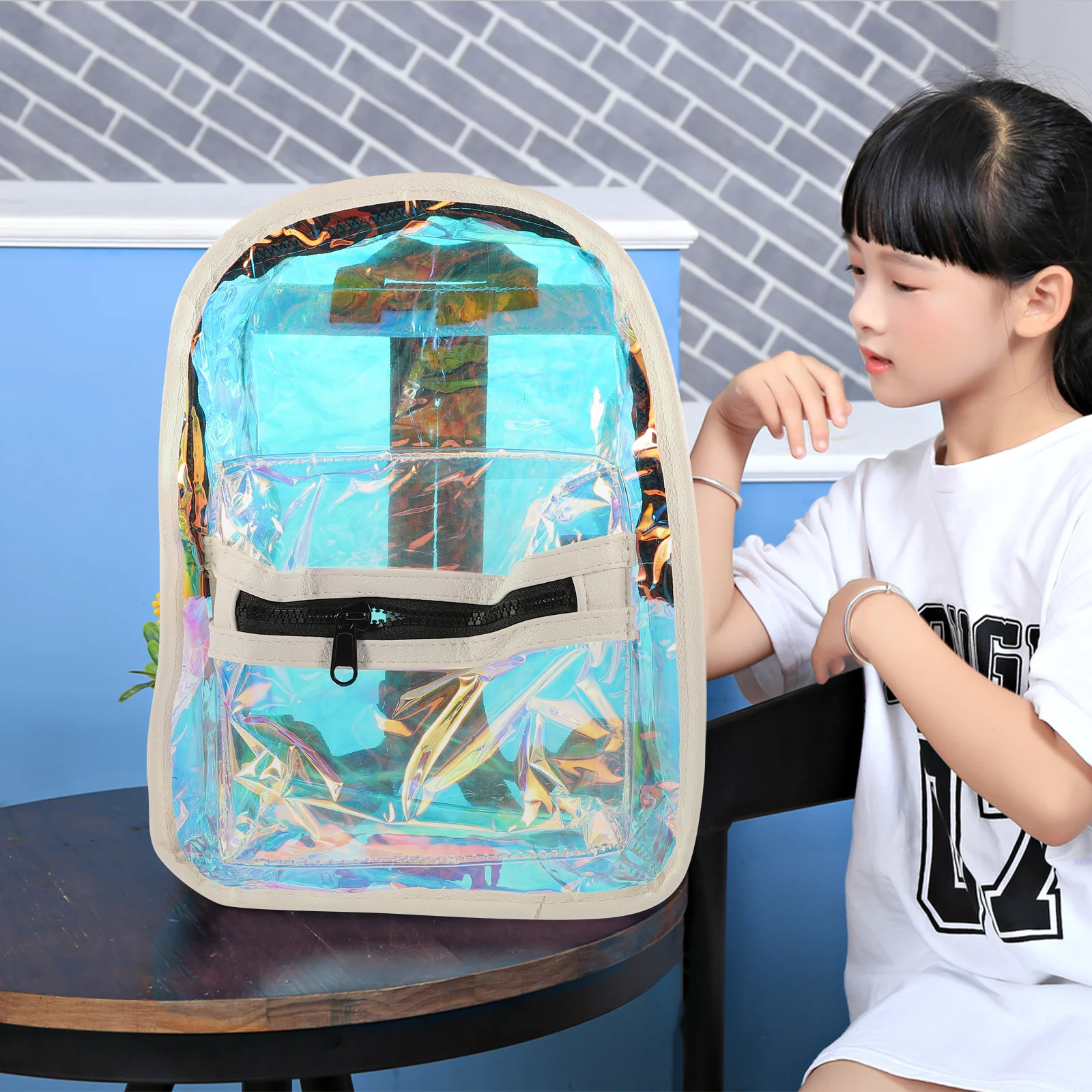 Rays Backpack Transparent School Bag Spacious Casual Travel Daypack Stylish Student White Clear Backpack Transparent School Bag