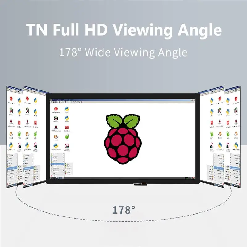 New 10.1inch Capacitive Touch Screen LCD (B) with Case and Toughened Glass Cover IPS Screen for Raspberry Pi 4/3B+ Computer