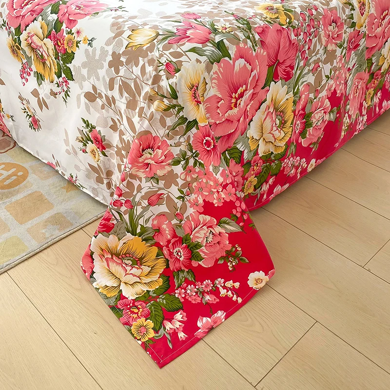 Ensembles complets de draps plats College de fleurs, drap de lit, simple, reine, roi, double