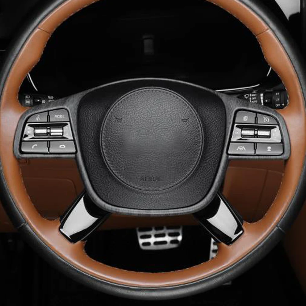 For Kia Telluride 2020-2024 Steering Wheel Control Button Switch Frame Cover Trim Carbon Fiber Wood Grain Style Interior Style