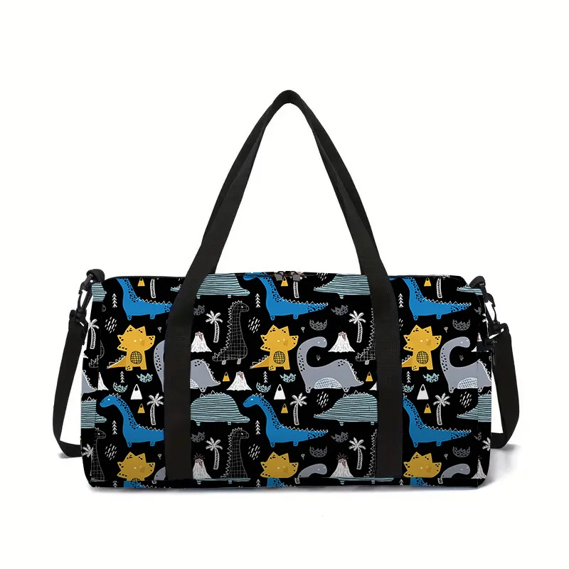 أزياء ديناصور 3D طباعة سعة كبيرة حقائب السفر برميل شكل حقيبة كروسبودي بنين بنات حقائب رياضية في الهواء الطلق رياضة اليوغا حقيبة