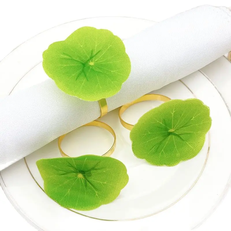 

6pcs/lot New simulation lotus leaf napkin ring green napkin ring holiday party desktop napkin buckle decoration