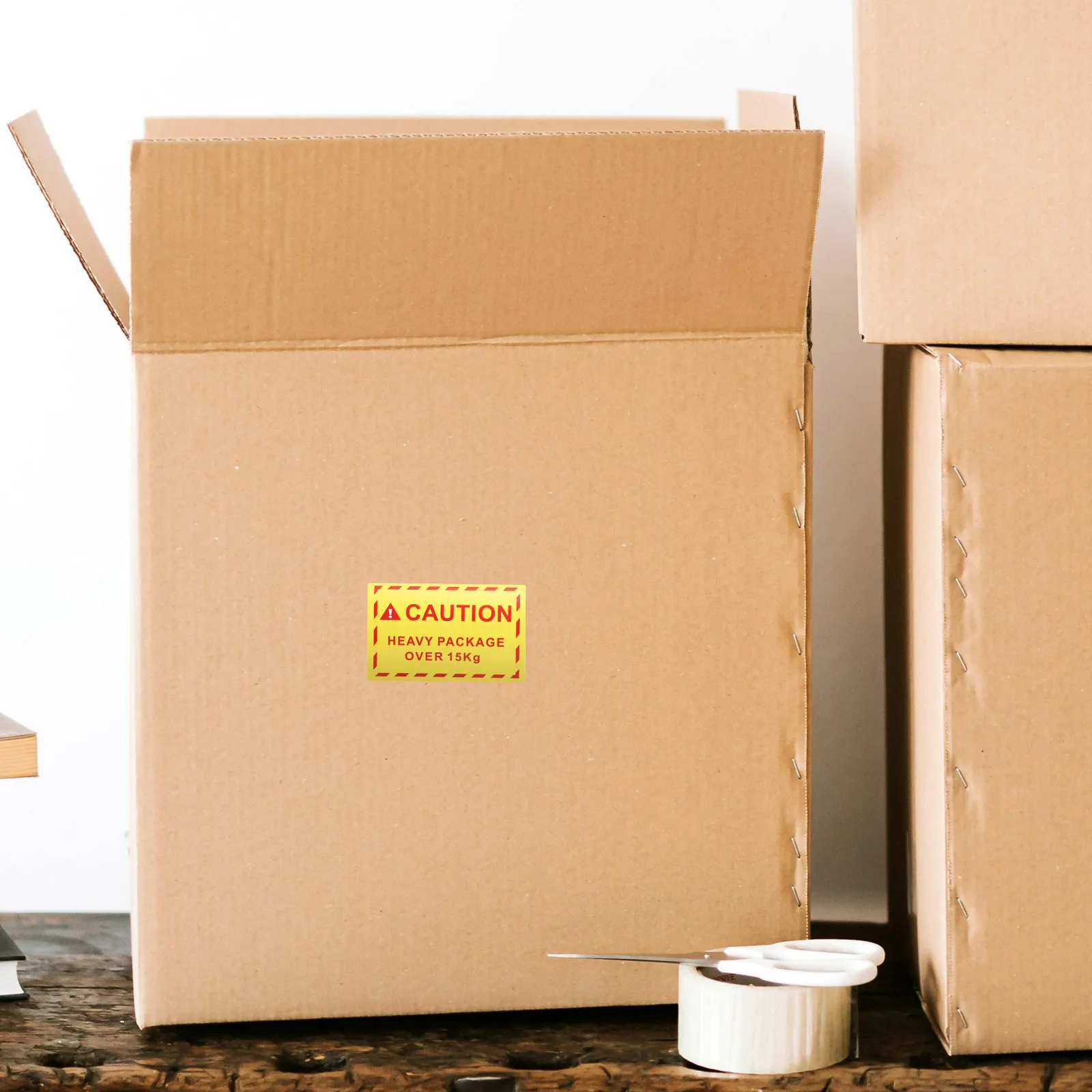 

1 Roll Overweight Warning Stickers 15Kg+ Heavy Package Labels Waterproof Shipping Moving Caution Tag Handling Sticker For