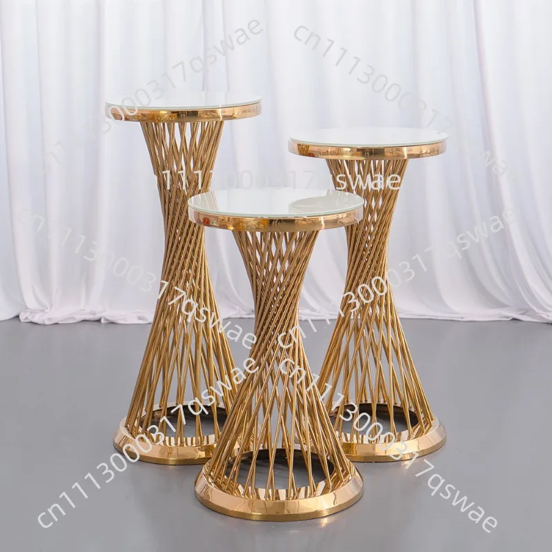Electroplated Gold Stainless Steel Waist Cake Stand, Wedding Dessert Table Ornaments, Hotel Home Living Room Decorations