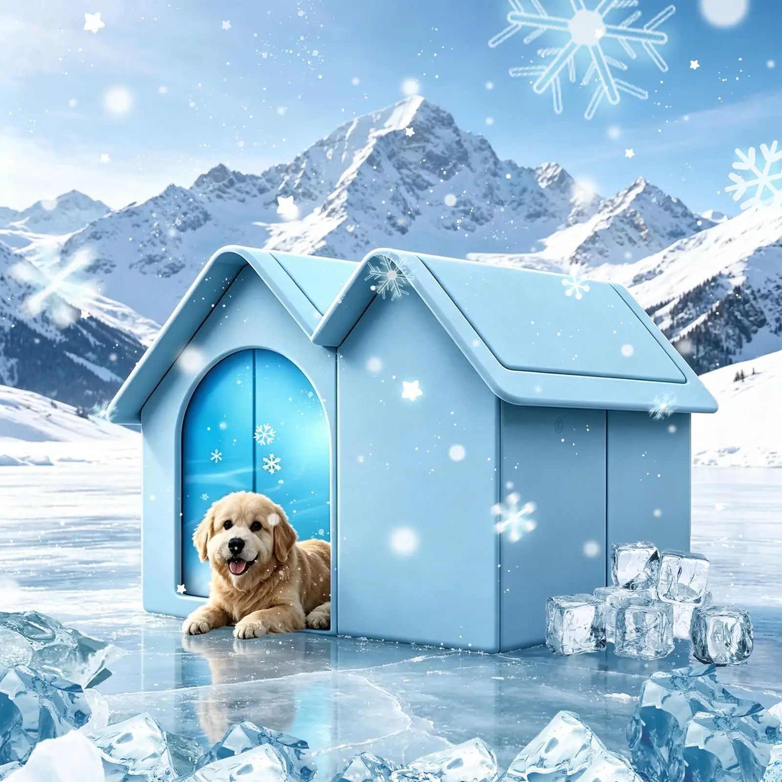 Cooling Cat House for Summer Semi-Enclosed Ice Pet Cave Summer Cat House with 3 Ice Boxes for Outdoor Garden Backyard Patio Lawn view 4
