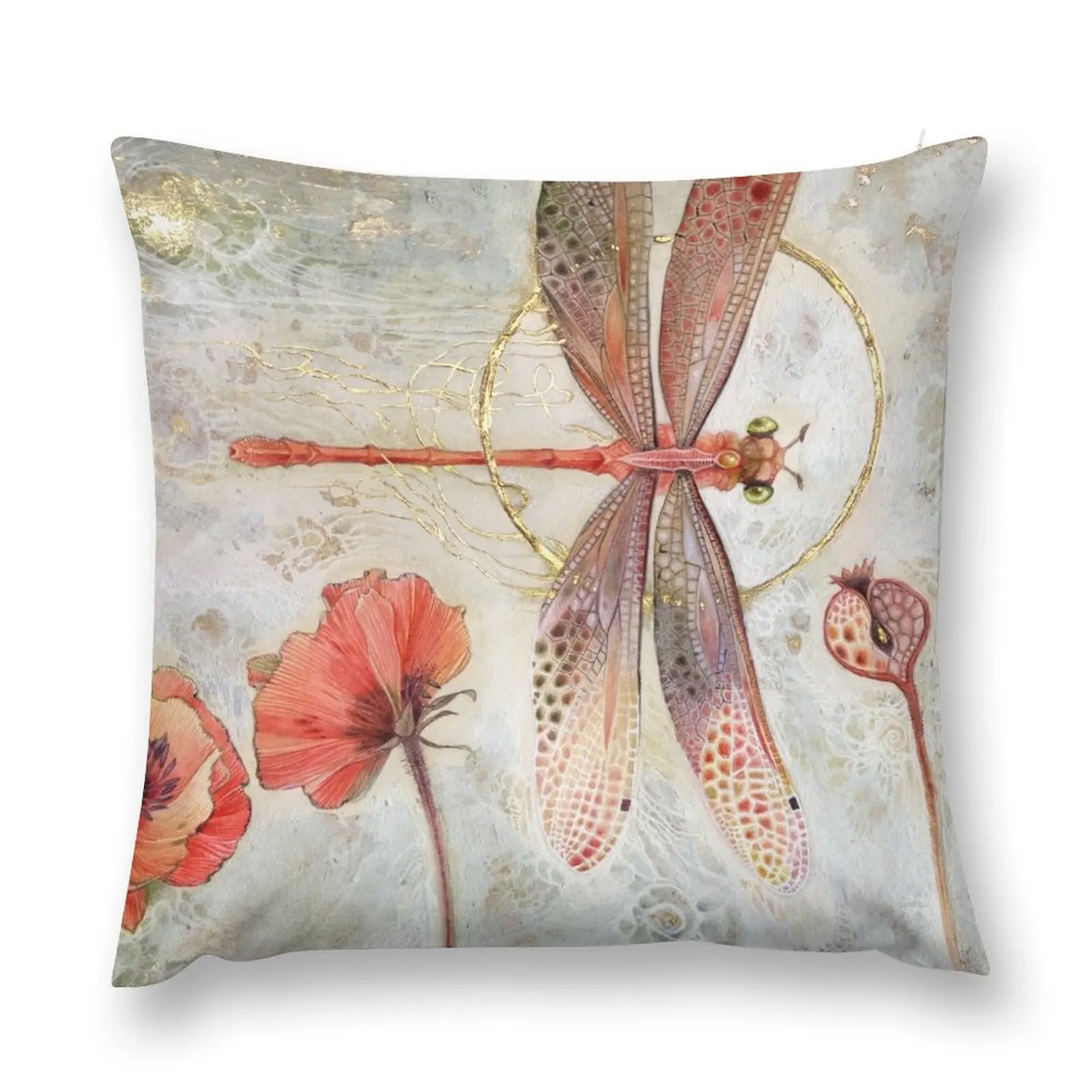 Red Jewel Damselfly Throw Pillow Custom Cushion Photo Pillowcase Cushion luxury home accessories Sofa Cushion Cover pillow