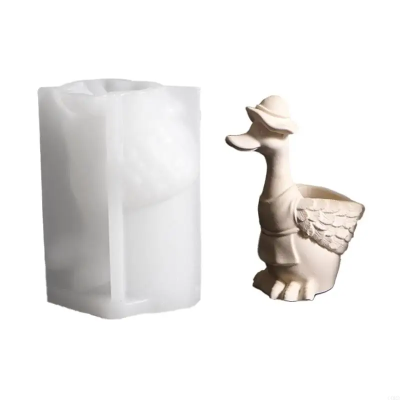 CORD Creative Duck Silicone Mold for Crafting Flowerpot Jewelry Containers Holder Smooth Interior Easy Demolding