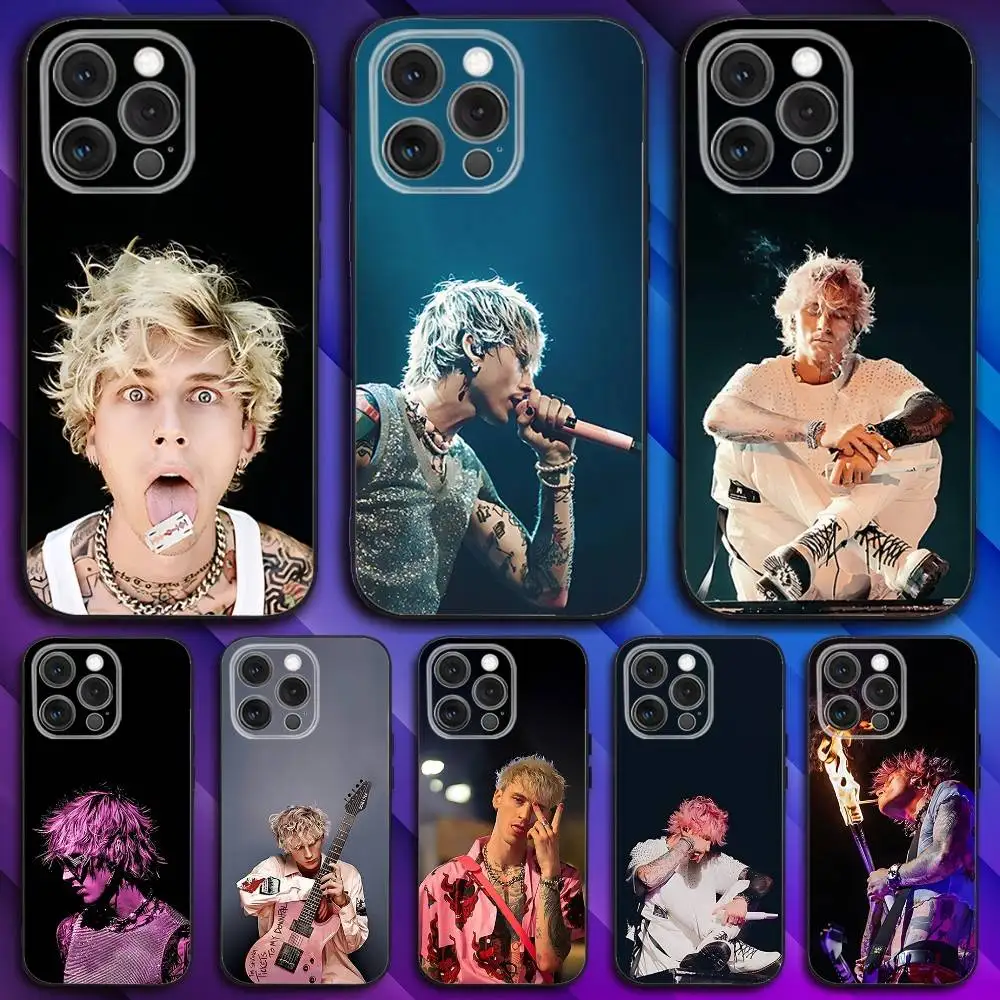 

M-Machine Gun K-Kelly MGK Phone Case For iPhone 17,16,15,14,13,12,11,Pro,Max,Plus,X,XS,SE4,E,Mini,Soft Black Case