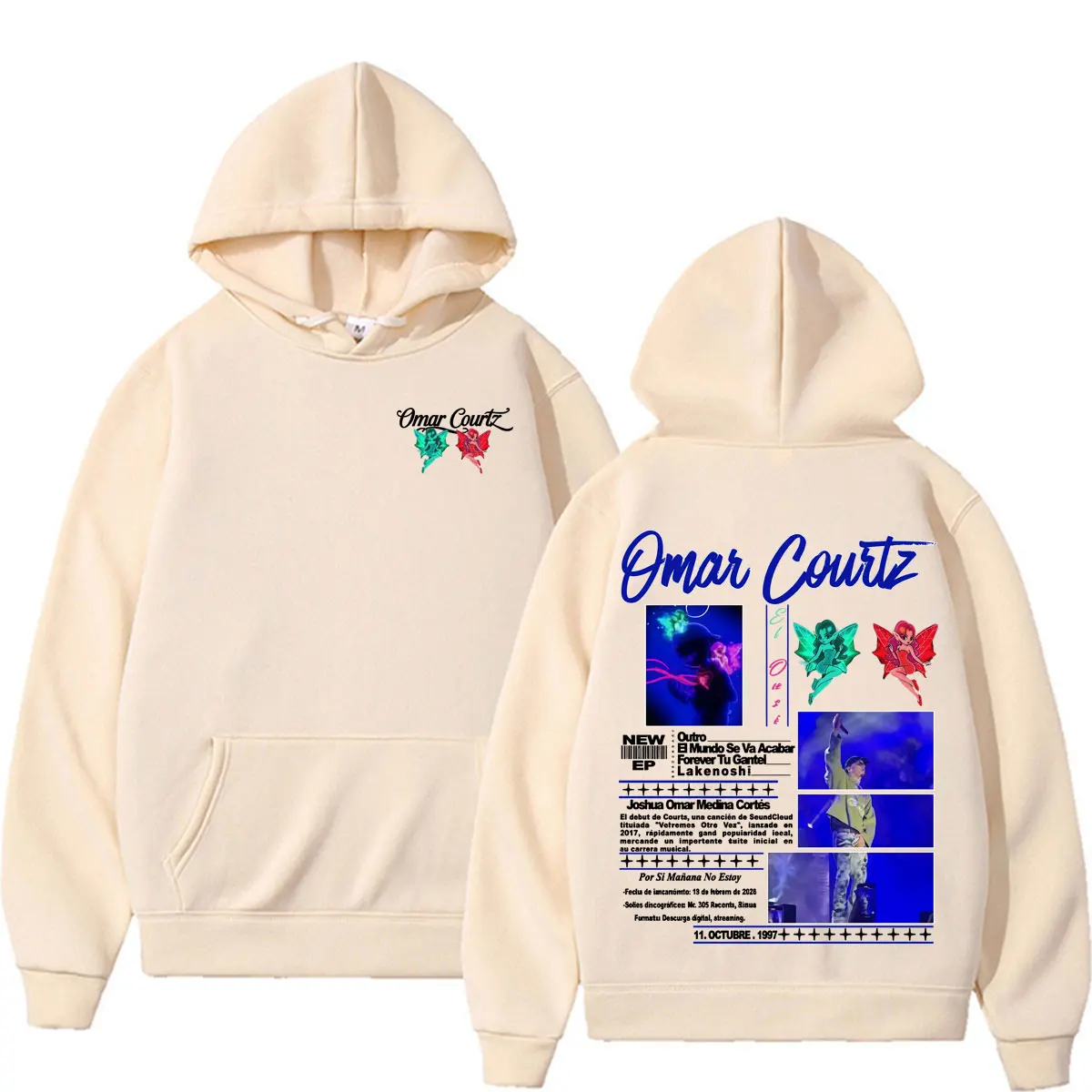Omar Courtz Por Si Manana No Estoy Tour Merch Hoodies Herren Damen Mode Ästhetik Hip Hop Sweatshirts Lässiger Gemütlicher Fleece-Hoodie – Detail 6