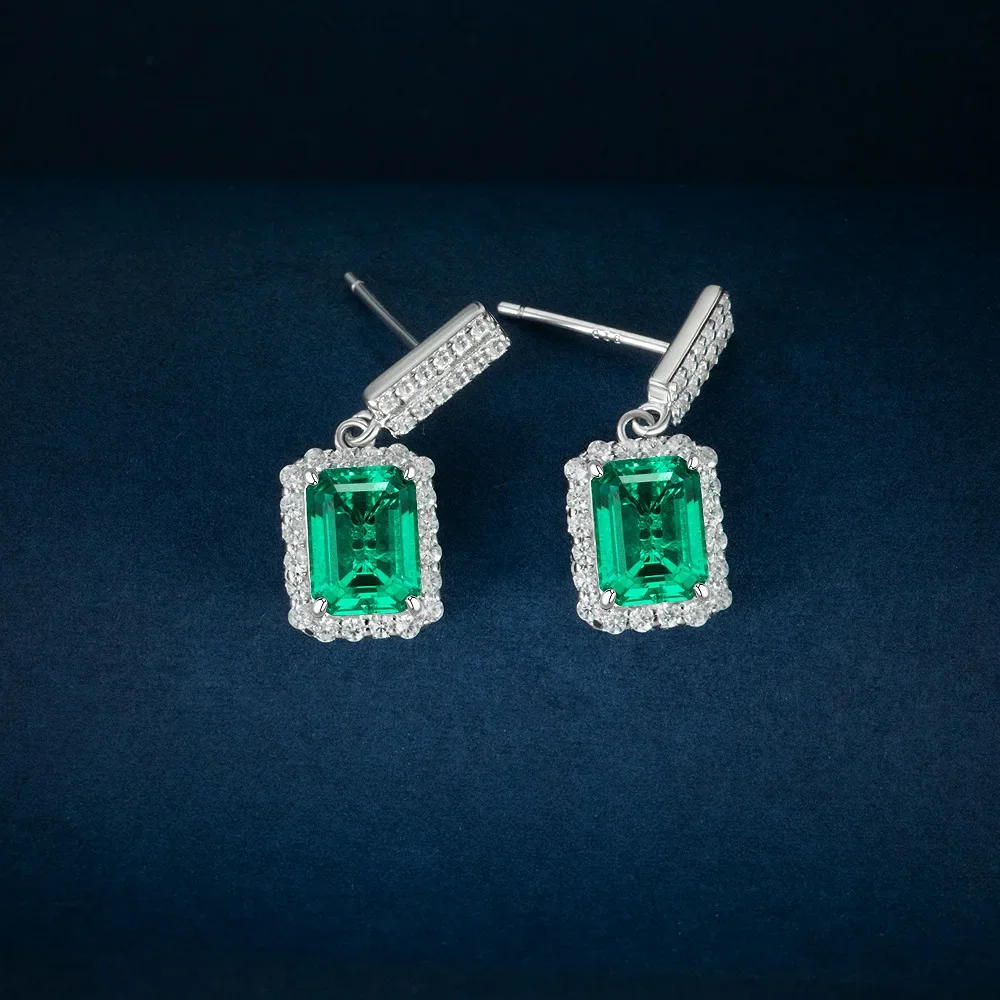 Rectangular aquaculture jade, simple and fashionable, embracing high-end earrings, women's jewelry earrings, wedding